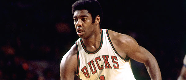 MILWAUKEE - 1974:  Oscar Robertson #1 of the Milwaukee Bucks moves the ball up court during the 1974 season at the MECCA Arena in Milwaukee, Wisconsin. NOTE TO USER: User expressly acknowledges that, by downloading and or using this photograph, User is consenting to the terms and conditions of the Getty Images License agreement. Mandatory Copyright Notice: Copyright 1974 NBAE (Photo by Vernon Beiver/NBAE via Getty Images)