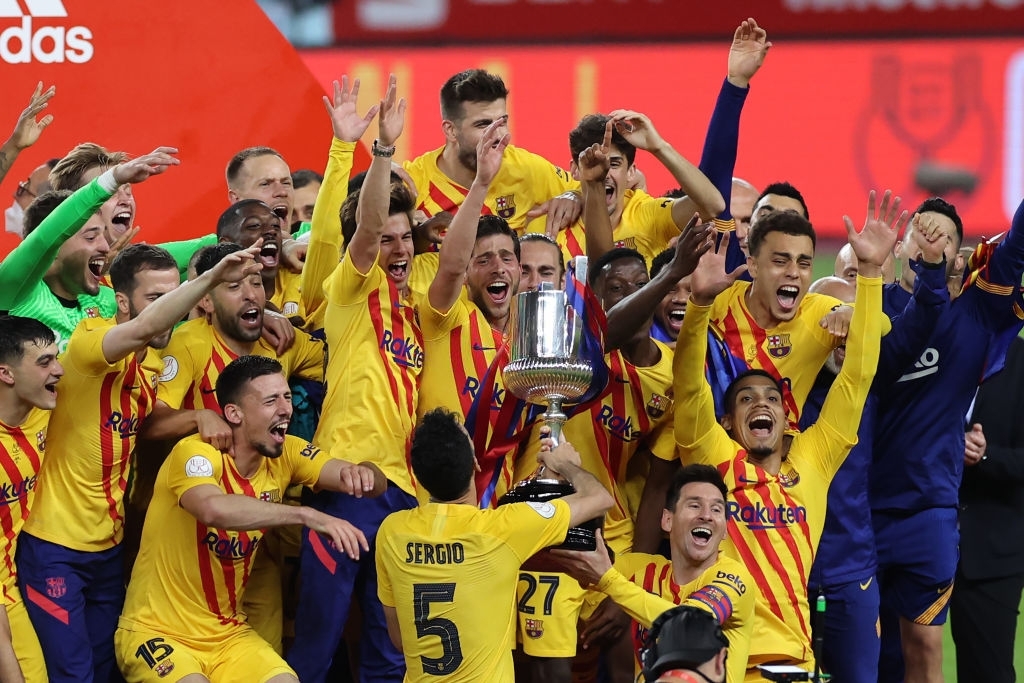 Messi y el Barcelona festejan la conquista de la Copa del Rey