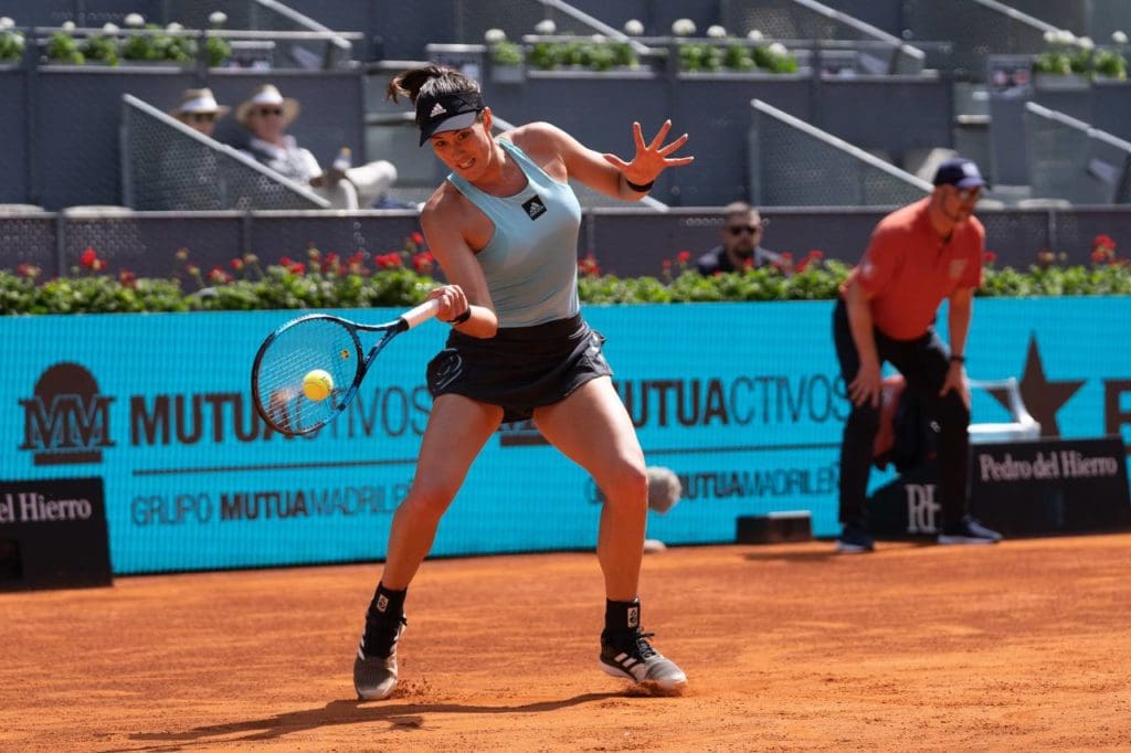 Muguruza durante el partido de primera ronda del Mutua Madrid Open.