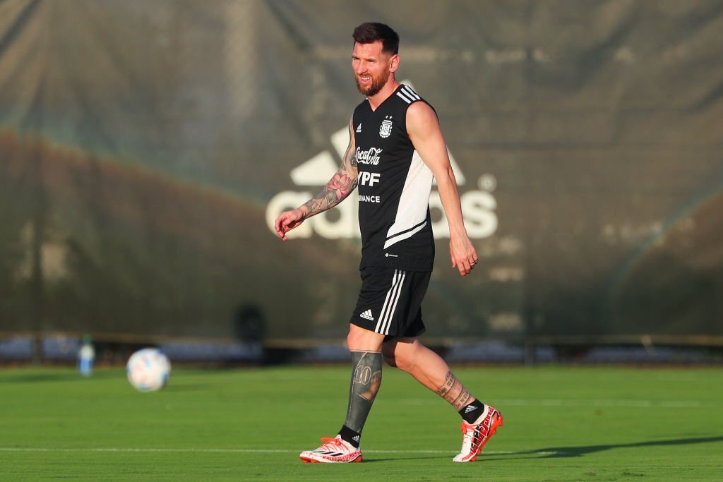 Leo Messi durante una sesión de entrenamiento en Estados Unidos con Argentina