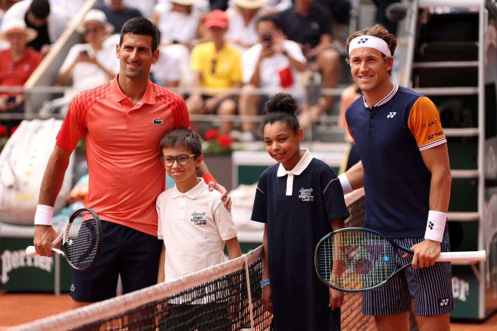 Djokovic y Ruud antes de iniciar el partido.