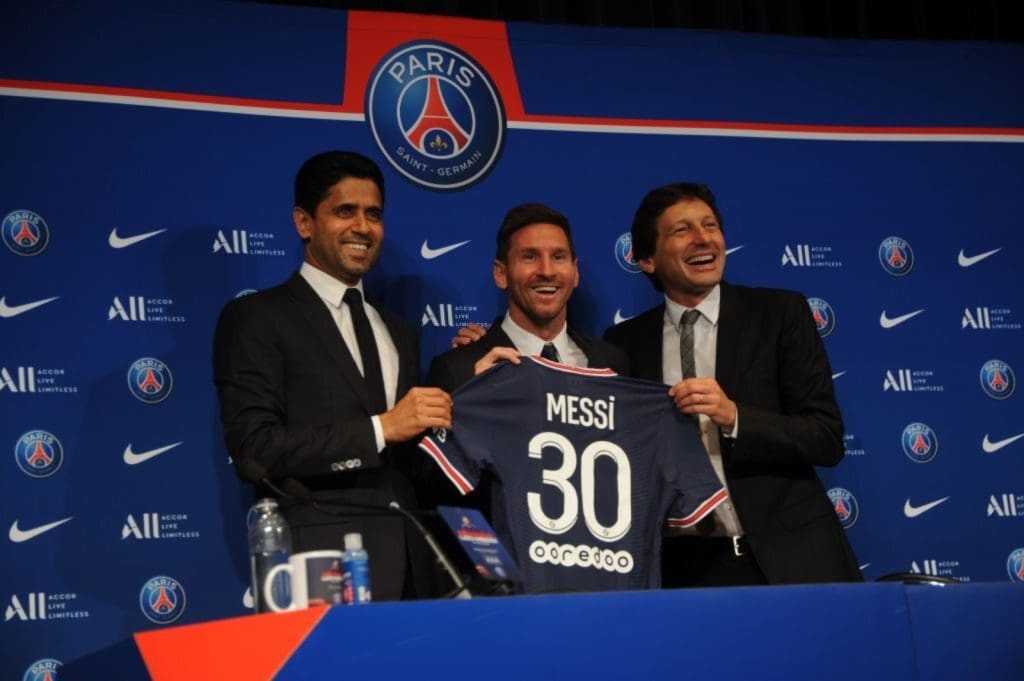 Messi durante su presentación como nuevo jugador del PSG.