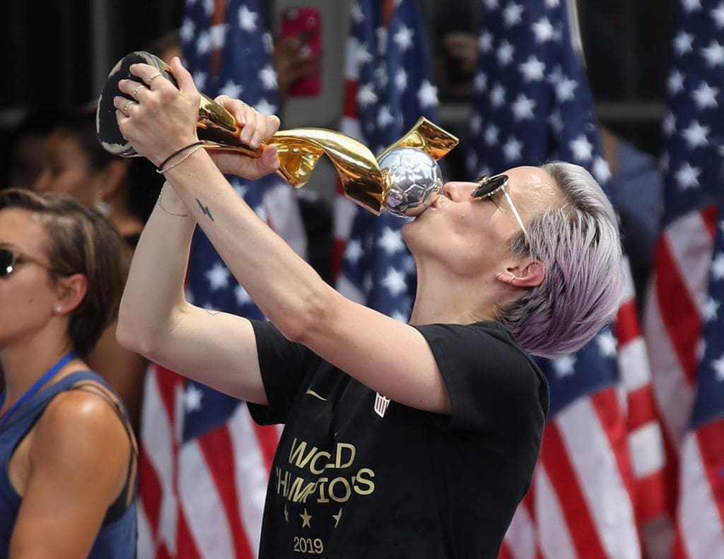 Megan Rapione en la celebración del Mundial Femenino 2019.