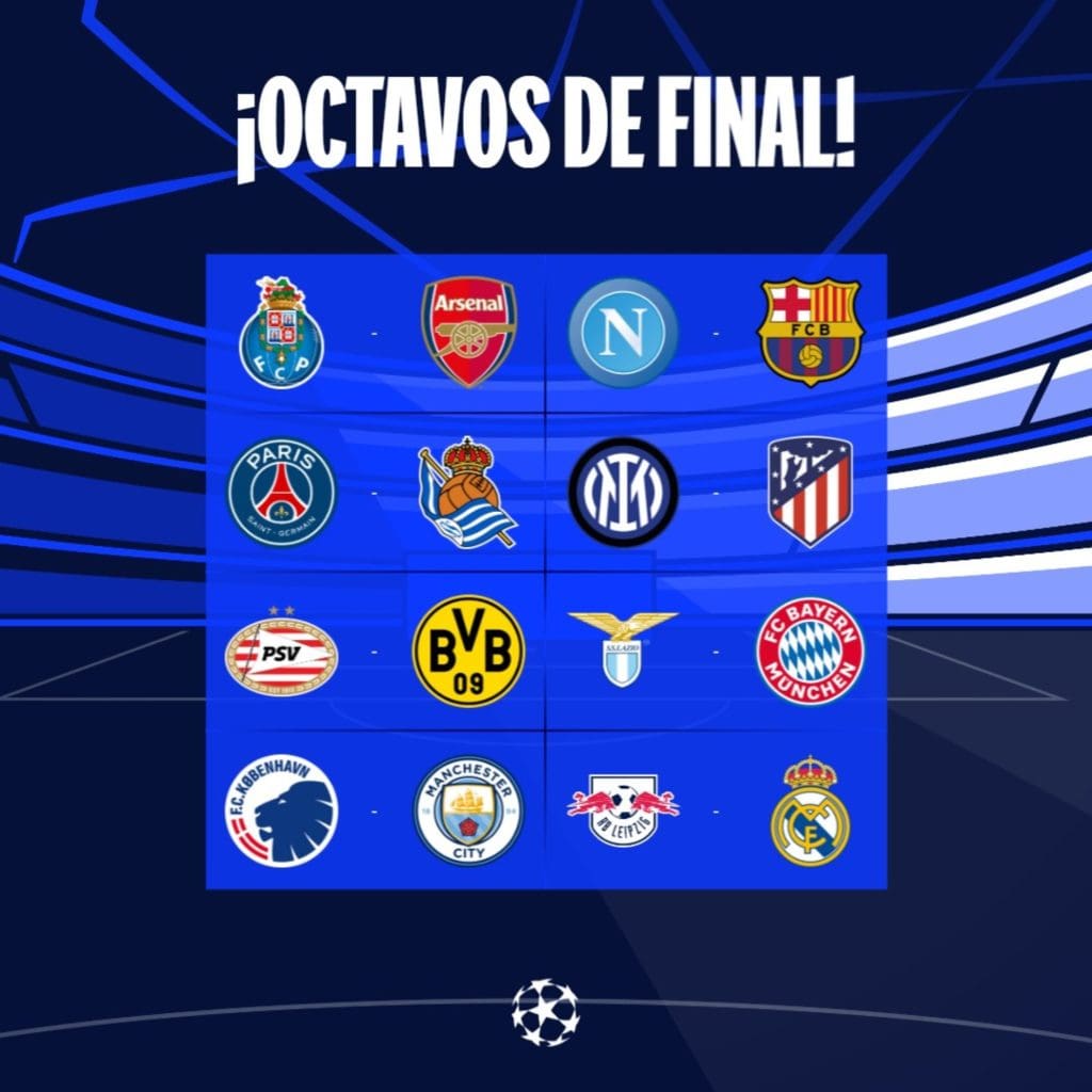 Listo el sorteo de octavos de final de la Champions League.