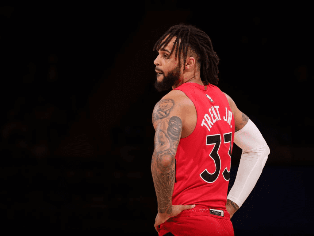 Gary Trent Jr. de los Toronto Raptors en el partido contra el Miami Heat. 